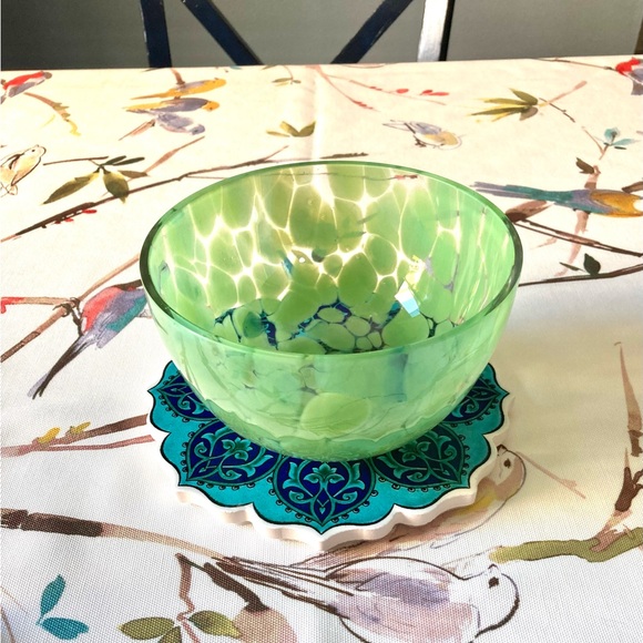 Colorful blue green Turkish ceramic tile trivet - Picture 4 of 5